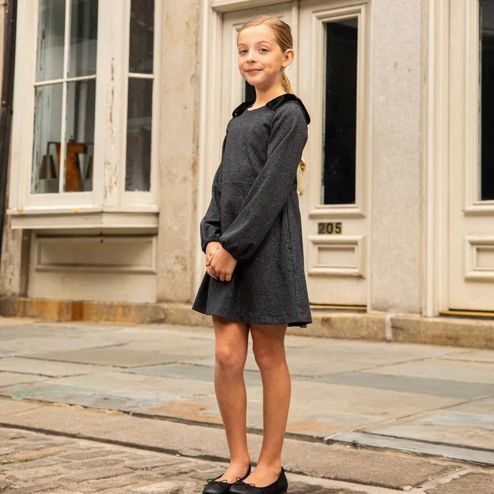 Appaman Blair Bow Dress NoirMicroPlaid
