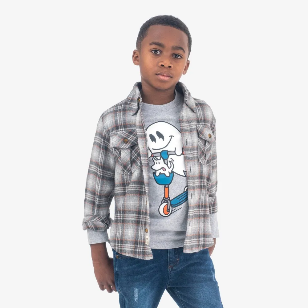 Online Appaman Flannel Shirt Grey/OrangePlaid