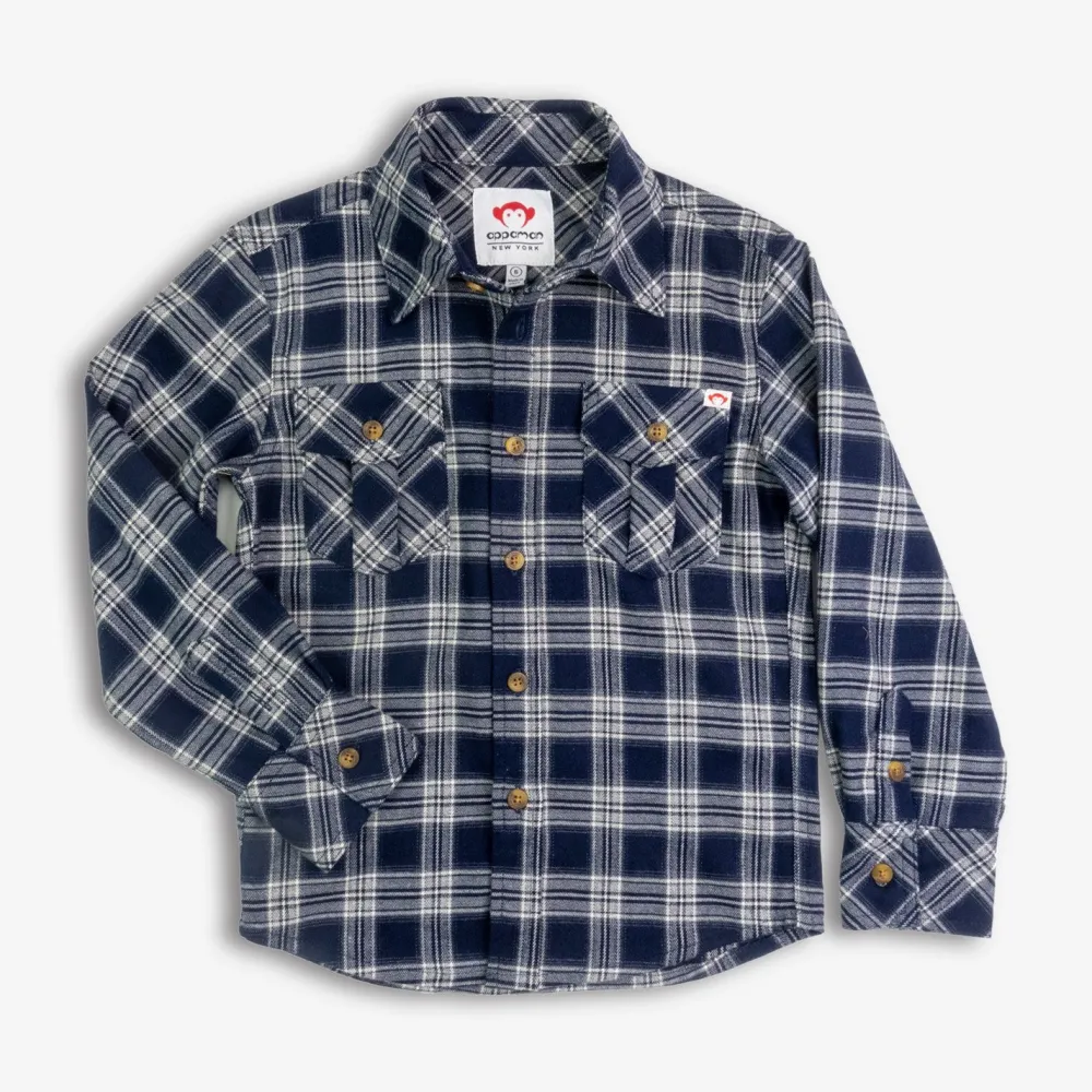 Clearance Appaman Flannel Shirt NavyPlaid