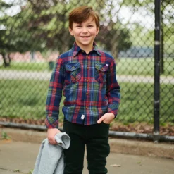Best Appaman Flannel Shirt Navy/CranberryPlaid
