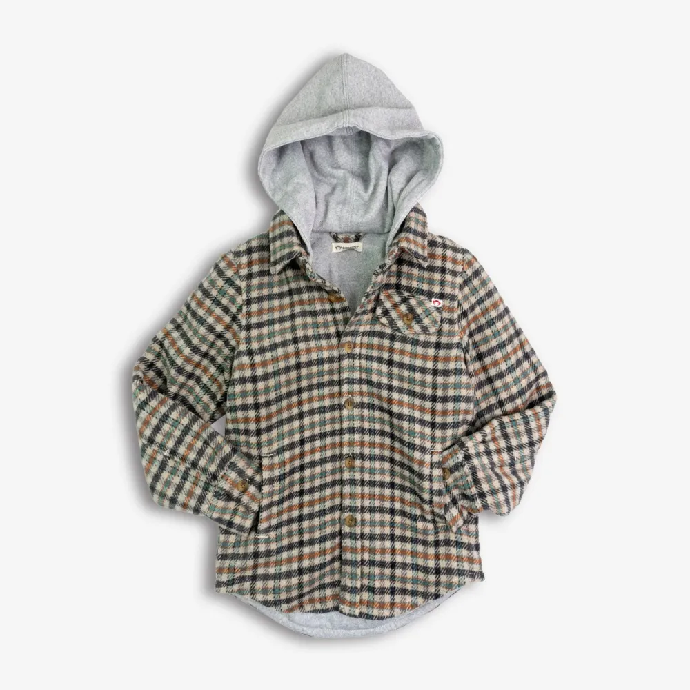 Clearance Appaman Glen Hooded Shirt Beige/TealCheck