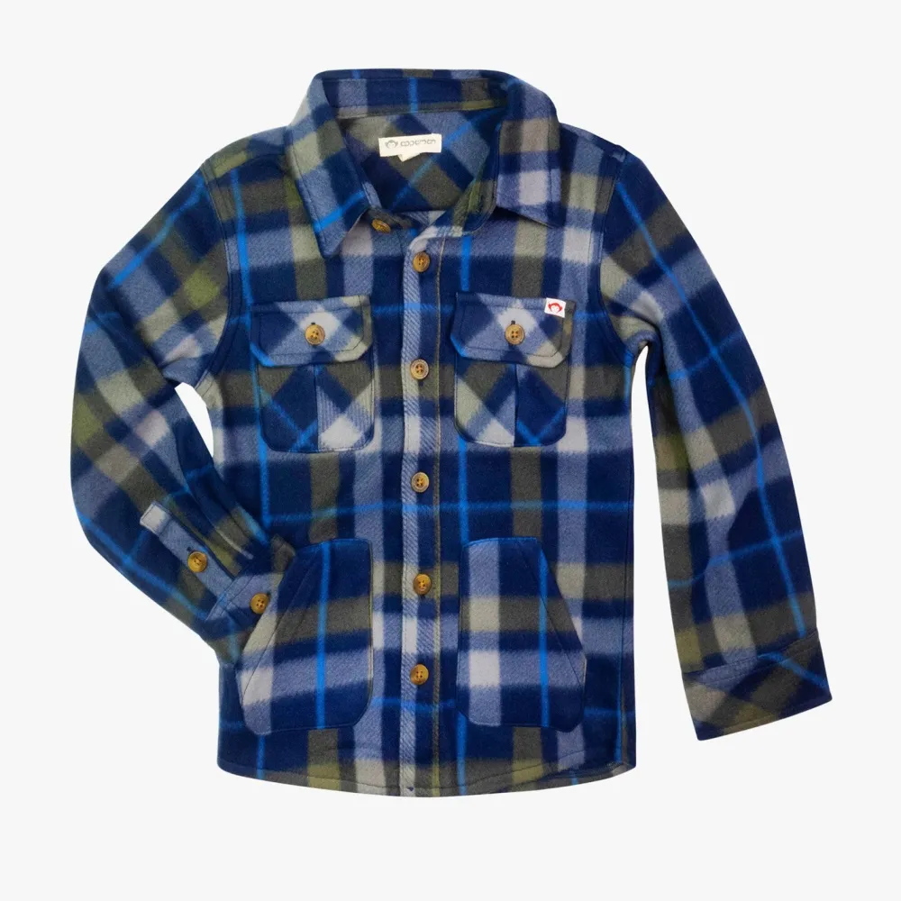 Outlet Appaman Snow Fleece Shirt Olive/NavyPlaid
