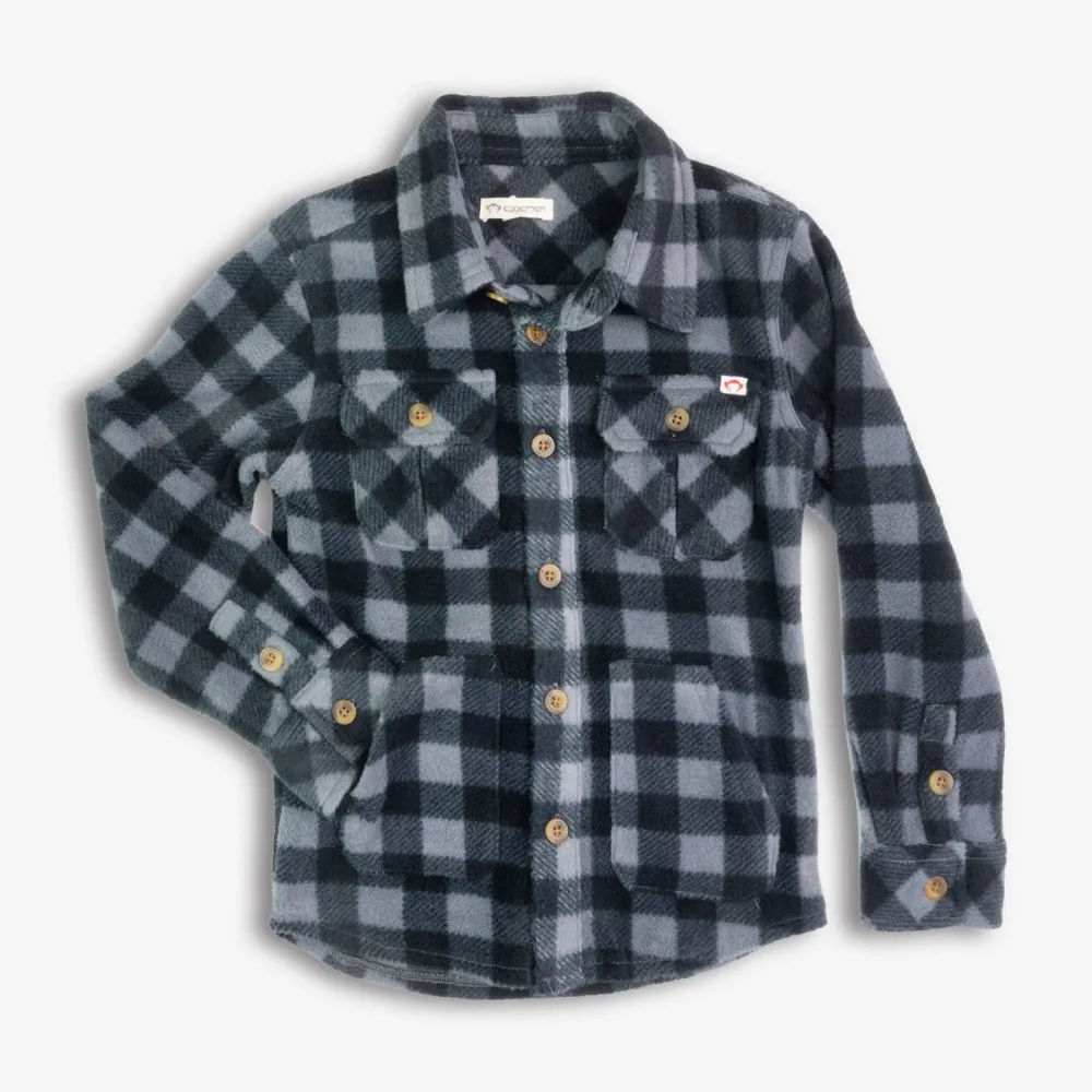 Outlet Appaman Snow Fleece Shirt Grey/BlackCheck