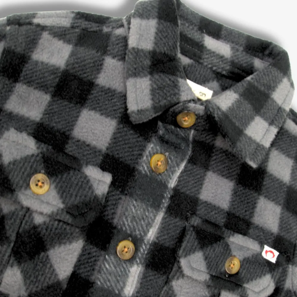 Outlet Appaman Snow Fleece Shirt Grey/BlackCheck