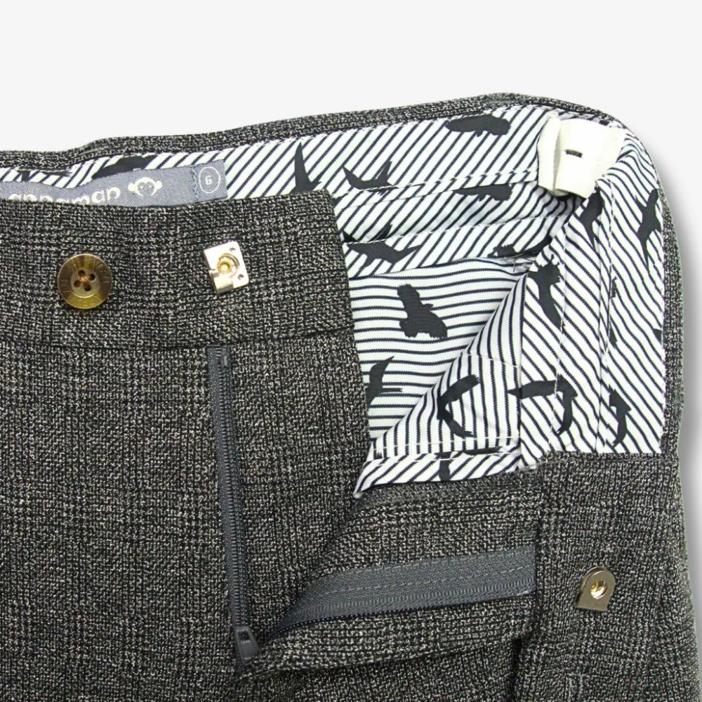 Hot Appaman Stretchy Suit Pant NoirMicroPlaid