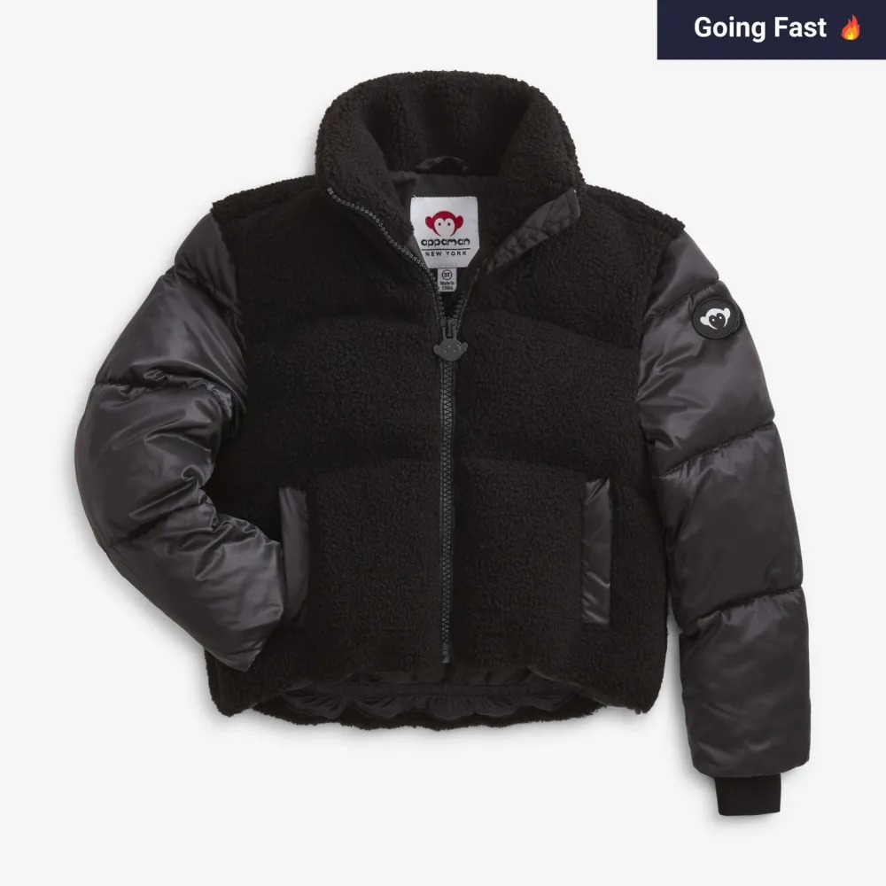 Hot Appaman Teddy Cropped Puffer Black